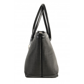 Kareema Goat Woven Leather Bag ( Black )