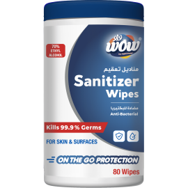 WOW Sanitizer Wipes 80's Blue Canister -70% Alcohol(12 Pieces Per Carton)
