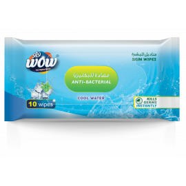 Wow Skin Wipes Antibacterial -10's Cool Water(144 Pieces Per Carton)
