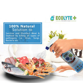 Ecolyte Meat & Seafood Disinfectant 1 Litre I 100% Natural Action, Removes Pesticides & 99.9% Germs With Pure Electrolyzed Water, Safe to Use on Meat & Seafood, Nontoxic and Nonalcoholic.