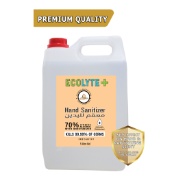 Ecolyte+ 24 Hour Protection Hand Sanitizer Gel - 99.99% Effective Against Germs -70% Alcohol, Moisturizer, Skin Friendly and Safe for Kids, Instant Germ-Free Protection, (5 Litre)