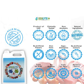 Ecolyte Meat & Seafood Disinfectant 5 Litre I 100% Natural Action, Removes Pesticides & 99.9% Germs With Pure Electrolyzed Water, Safe to Use on Meat & Seafood, Nontoxic and Nonalcoholic.