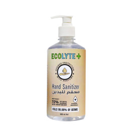 ECOLYTE+® GMP & ISO Certified Hand Sanitizer 500ML Gel with Pump Bottle, (70% Ethyl Alcohol With Moisturizer)