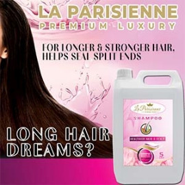 La Parisienne Premium Luxury Shampoo Refill, For Hairfall rescue, Dandruff and frizzy hair, Nourishes, Repair & Shine, Long and Lifeless Hair, Dream Lengths, Paraben Free, For Men and Women (5L)