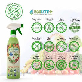 Vegetables Disinfectant 1 Litre  pack of 24 pcs I 100% Natural Action, Removes Pesticides & 99.9% Germs With Pure Electrolyzed Water, Safe to Use on Veggies and Fruits, Nontoxic and Nonalcoholic
