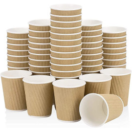 8 Oz Kraft Ripple Paper Cups 500 Pieces