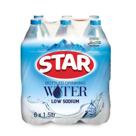 STAR BOTTLED DRINKING WATER-LOW SODIUM 6 X 1.5 LITER