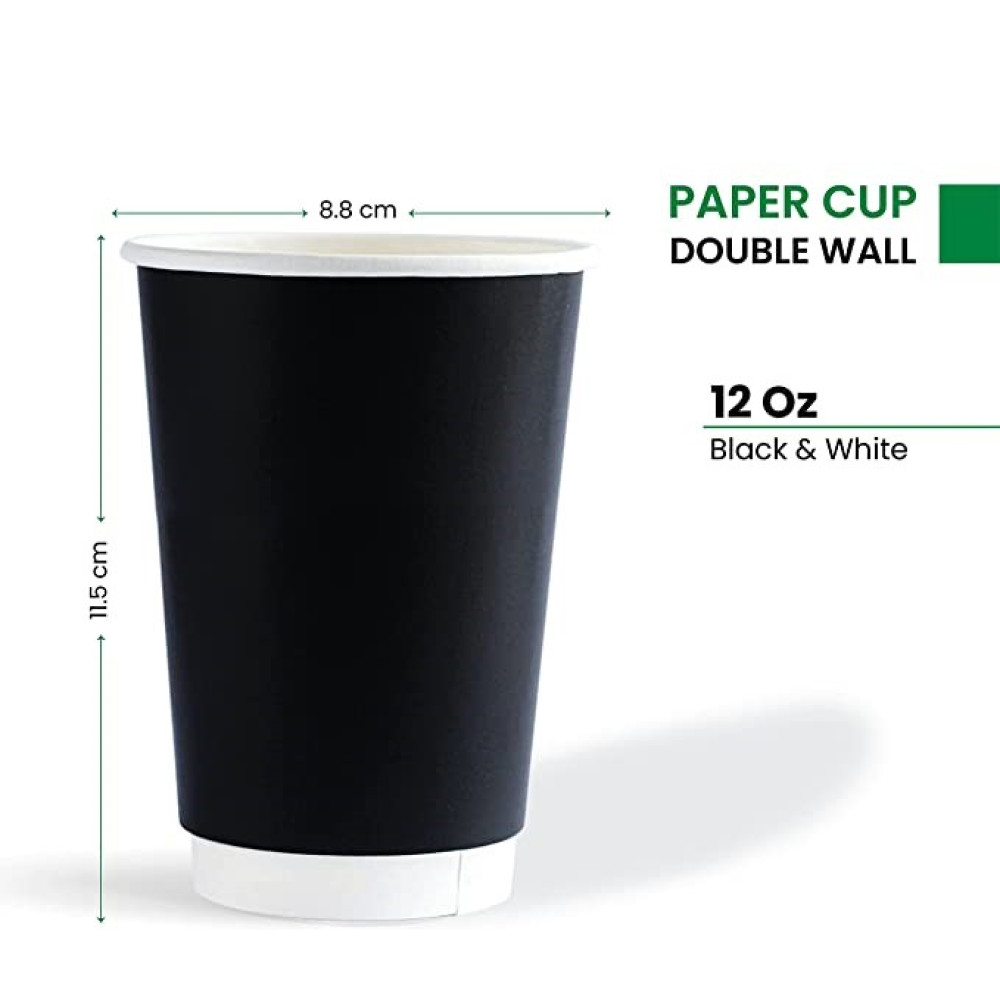 12Oz Heavy Duty Double Wall Paper Cup Full Black