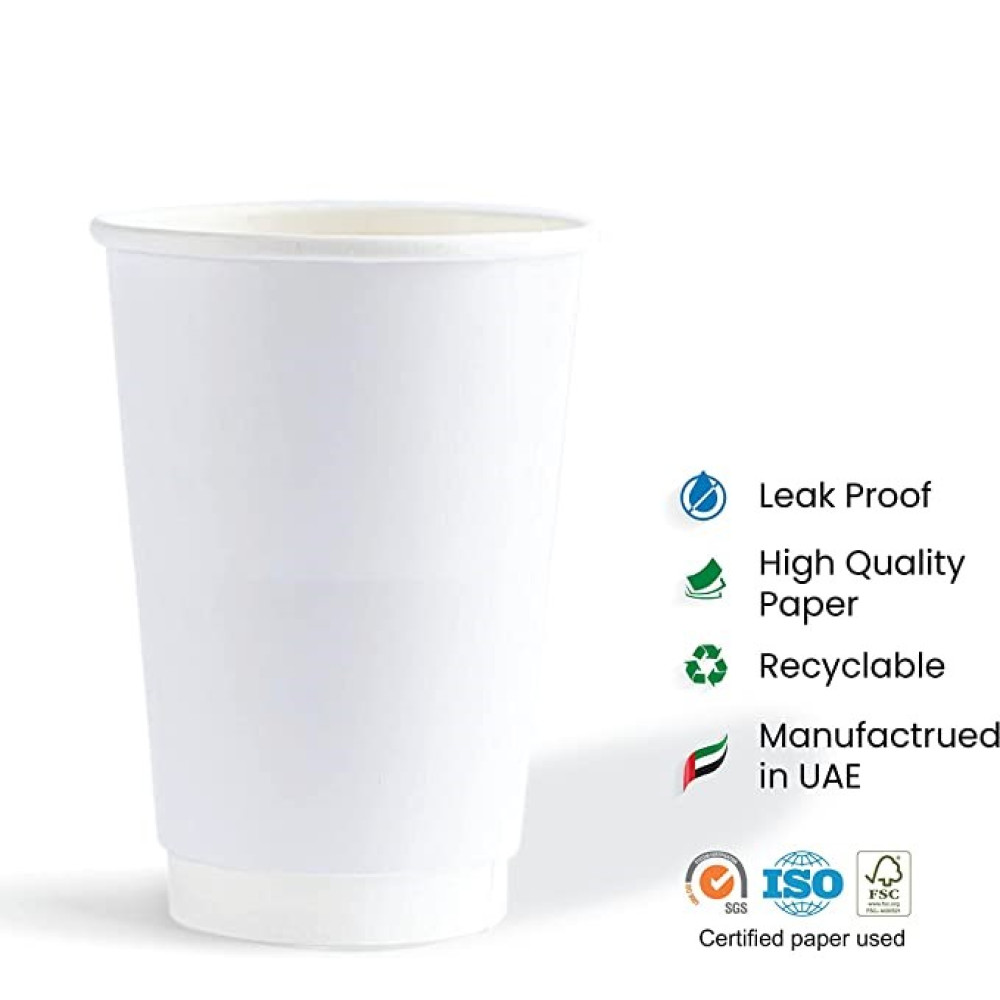 12Oz Heavy Duty Double Wall Paper Cup Full White