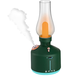 Portable Humidifiers, Small Humidifier Rechargeable Travel Humidifiers 280ML with Camping Lights Retro Kerosene Lamp Style, 2 Mist Modes Mini Humidifiers for Bedroom/Home/Nightstand/Table (Green)