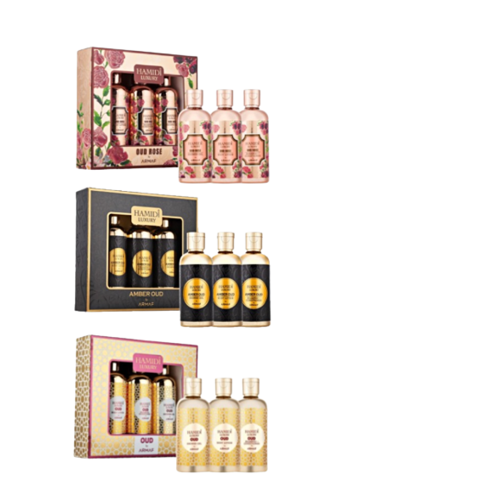 Ultimate 3 in 1 Bundle Offer Set - Luxury 3pcs Oud Based Cosmetics Gift Set - Personal Care (Shower Gel + Body Lotion + Shampoo Conditioner)