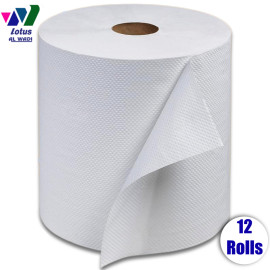 12 Rolls, 1000 Sheets each, 2 Ply, Multi-Purpose Embossed Maxi Roll, 190 meters, Pure white - lotus Alwadi