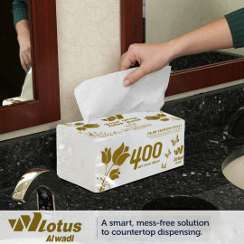 400 Sheet, Super Soft Facial Tissue, 2-Ply, 5 Packs per Bundle (Total of 2000 Tissues) - Lotus Alwadi