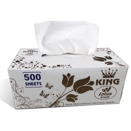 King lotus Alwadi Soft Facial Tissues, 500 Tissues per Box (2,000 Pulls Total), 4 Large Boxes, 2-Ply Packaging