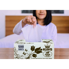 King lotus Alwadi Soft Facial Tissues, 500 Tissues per Box (2,000 Pulls Total), 4 Large Boxes, 2-Ply Packaging