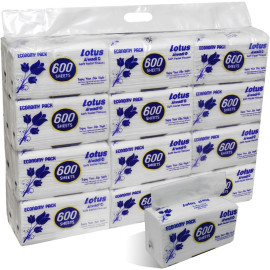 600 Sheets, 24 Facial Tissue Bundle Boxes in 1 Pack, 600 x 1 ply - Lotus Alwadi for All Areas in Your Home (14,400 Total Tissues)