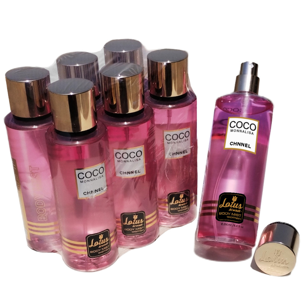 Lotus Al Wadi Coco Monnalisa Fragrance, Body Mist Women signature Collection, 8.4 Ounce (6 piece Gift Set)