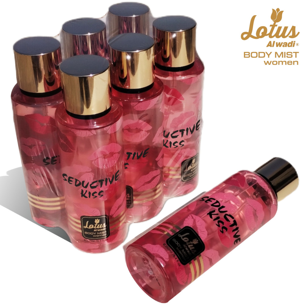 Lotus Al Wadi Seductive Kiss Fragrance, Body Mist Women signature Collection, 8.4 Ounce (6 piece Gift Set)