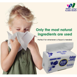 Lotus AlWadi Facial tissue 600 Sheets - 4 bundles (2400 tissues in 1 pack)