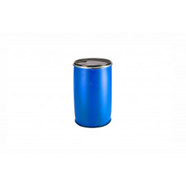 PLASTIC DRUM 220 LTR OPEN TOP WITH LID AND METAL LOCKING BAND