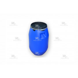 PLASTIC DRUM 50 LTR OPEN TOP WITH LID AND METAL LOCKING BAND