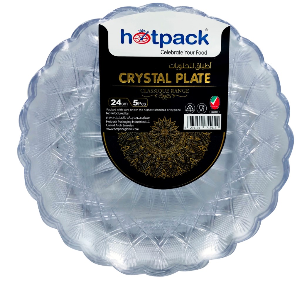 Hotpack 5 Pieces Crystal Plate 24 Centimetre 20 Pack Per Carton